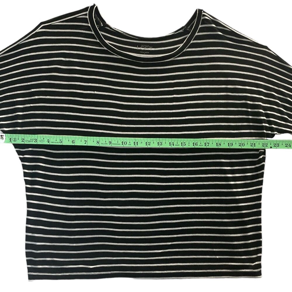 Loft Outlet Lounge Women Striped Black Soft Knit Top Sz/S - Picture 3 of 6